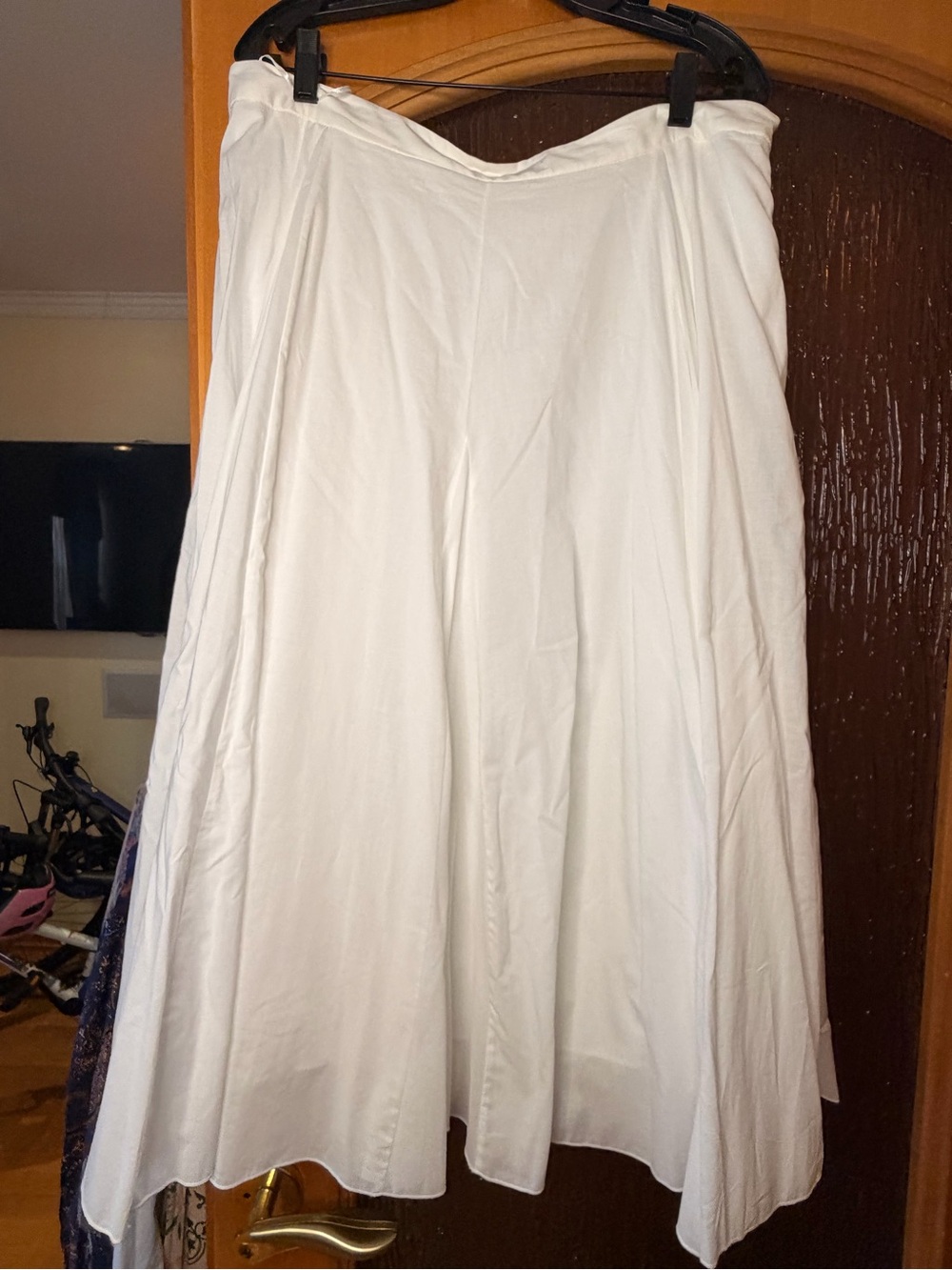 Zara White cotton Pleated Midi full Skirt Sz XL
